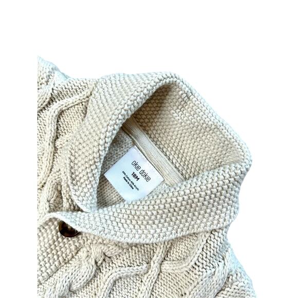 Okie Dokie Cream Cable Knit Shawl Collar Cardigan Sweater 18 months Winter Kids - Picture 2 of 7